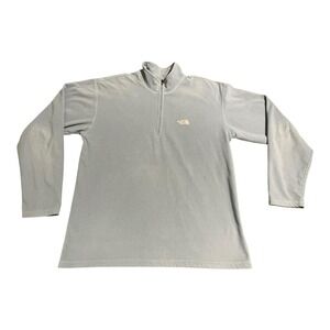 The North Face Fleece Pullover Mens L Blue TKA 100 Quarter Zip Mock Neck Logo